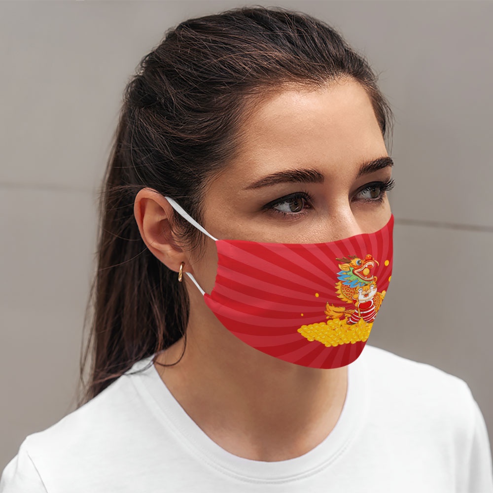 Khẩu trang nhâm dần happy new year tết chúc mừng năm mới tài lộc may mắn cát tường CARTWELL thời trang unisex dày 2 lớp