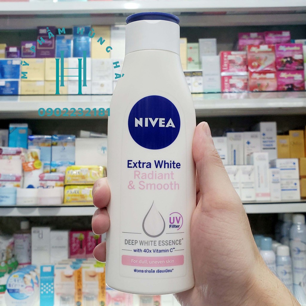 Dưỡng thể Nivea, sữa dưỡng trắng da toàn thân, màng lọc tia UV Nivea Extra White 250ml