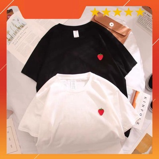 Áo phông hình quả dâu cute⚡𝐅𝐑𝐄𝐄𝐒𝐇𝐈𝐏 ⚡Áo phông cotton chất đẹp mát, áo unisex, áo phô