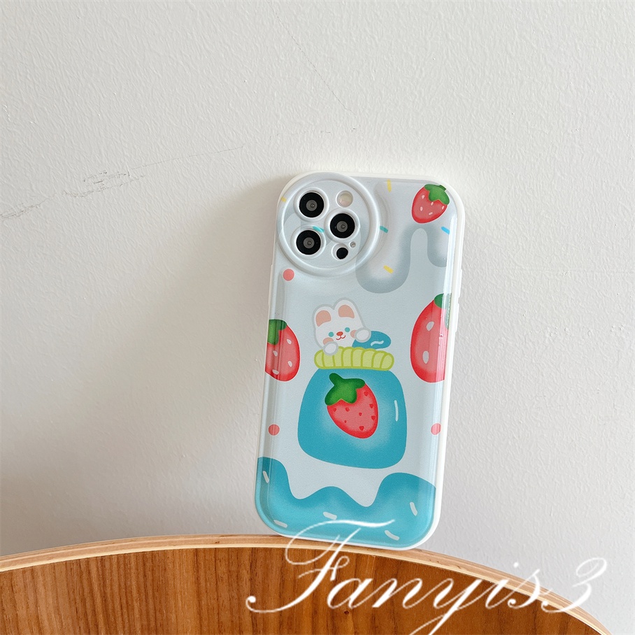 Ốp Điện Thoại Mềm Hình Lọ Sữa Dâu Cho iPhone 14 13 12 11 Pro Max X XR Xs Max 8 7 6 6s Plus SE 2020