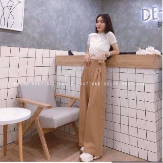 Quần ống rộng eo chun dễ mặc