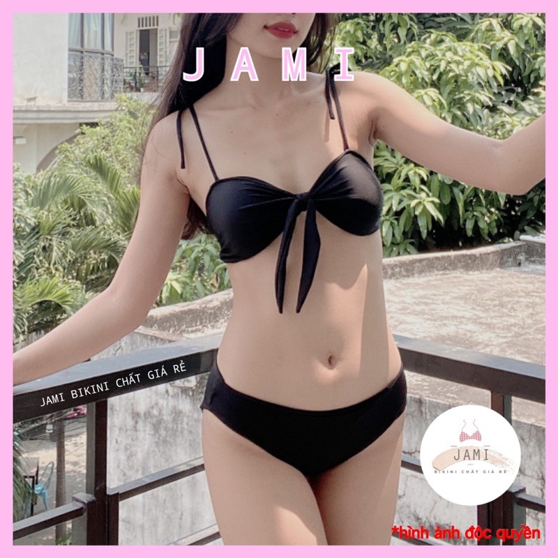Bikini 2 Mảnh Quần Chíp/Váy màu đen Đi Biển Đi Bơi Cao Cấp Set 3 Màu đen -JAMI-MM126