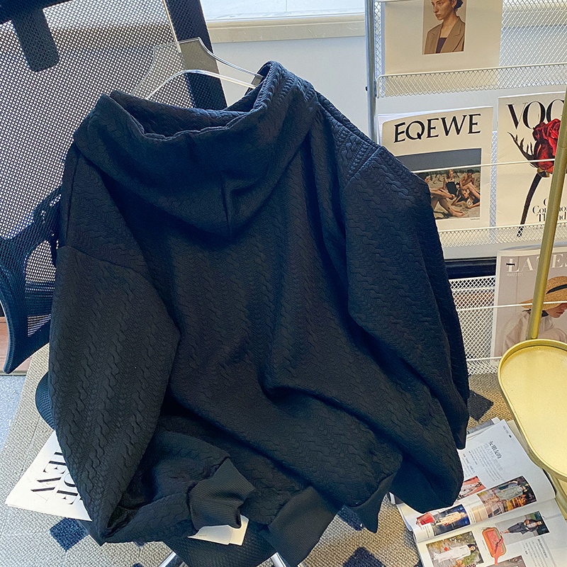 ZHELIHANGFEI Áo Hoodie Tay Dài Dáng Rộng Phối Dây Rút Phong Cách Preppy