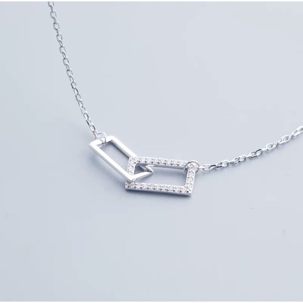 Dây chuyền bạc Tlee, Vòng cổ mặt chữ nhật ghép cá tính -TleeJewelry