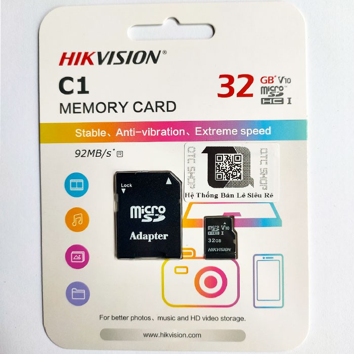 (Kèm Adapter)- Thẻ Nhớ HIKVISION 32GB/64GB/Kèm Adapter 92MB/S - Bảo hành 60 Tháng 1 đổi 1 - Hàng Chính Hãng