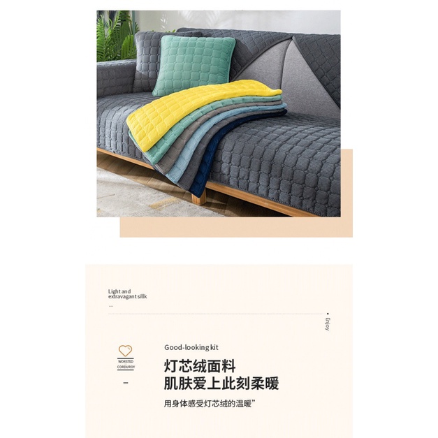 Vỏ Bọc Đệm Ghế Sofa 1/2/3/4/Seat Hình Chữ L Vải Nhung Dày Đơn Giản