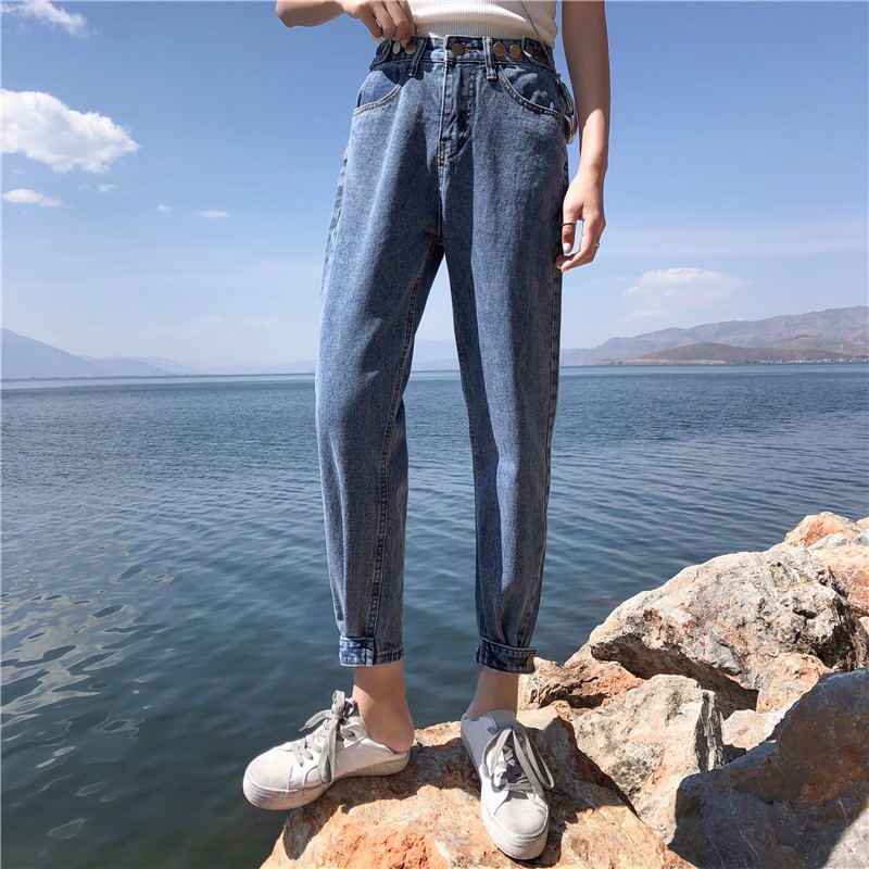 Quần jean Ulzzang quần bo gấu eo cao quần bò Nữ | BigBuy360 - bigbuy360.vn