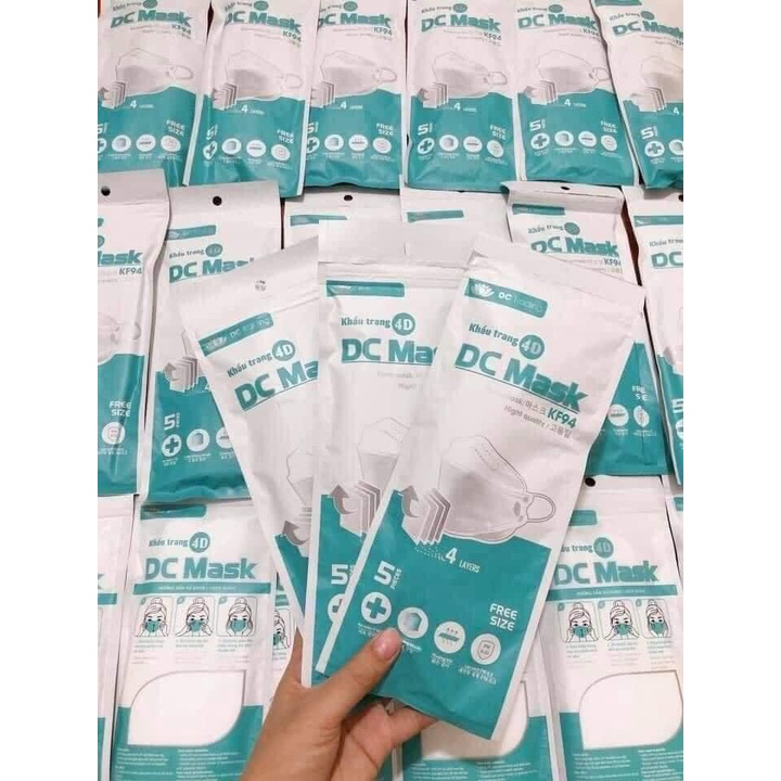 Khẩu trang KF94 DC mask Chính Hãng, chống bụi mịn, 1 túi gồm 5 chiếc