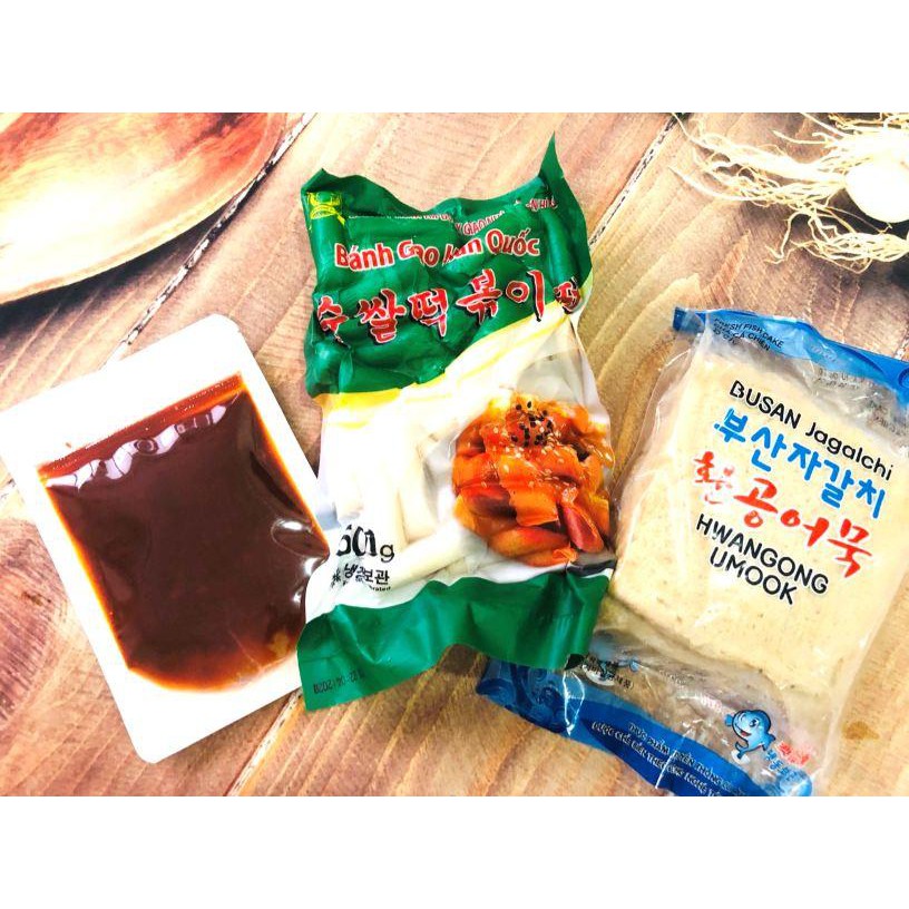 Combo 500g bánh gạo thỏi xanh mới + 100g sốt + chả cá 450g siêu tiết kiệm