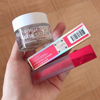 Combo gel ủ mask saffron son black rouge