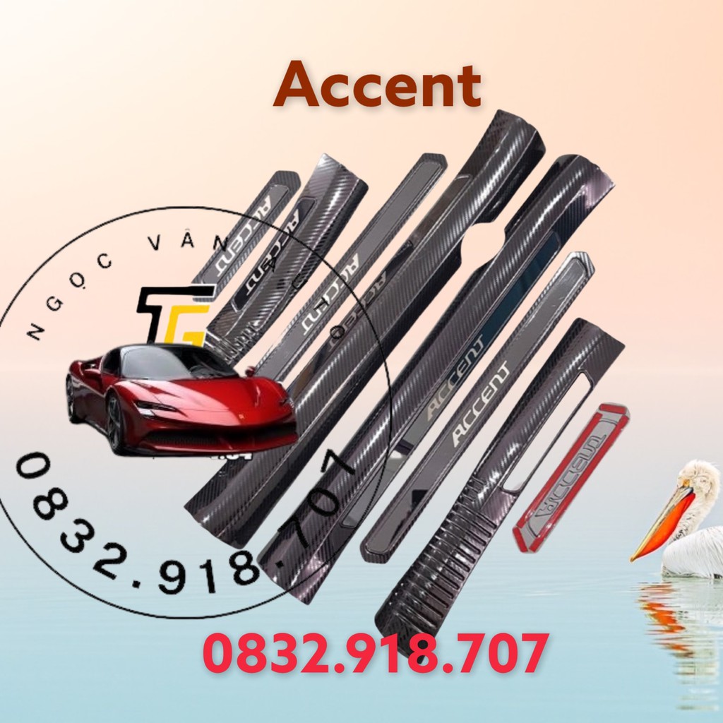 Ốp bậc cửa Accent 2018 - 2021, Mẫu Titan và Carbon