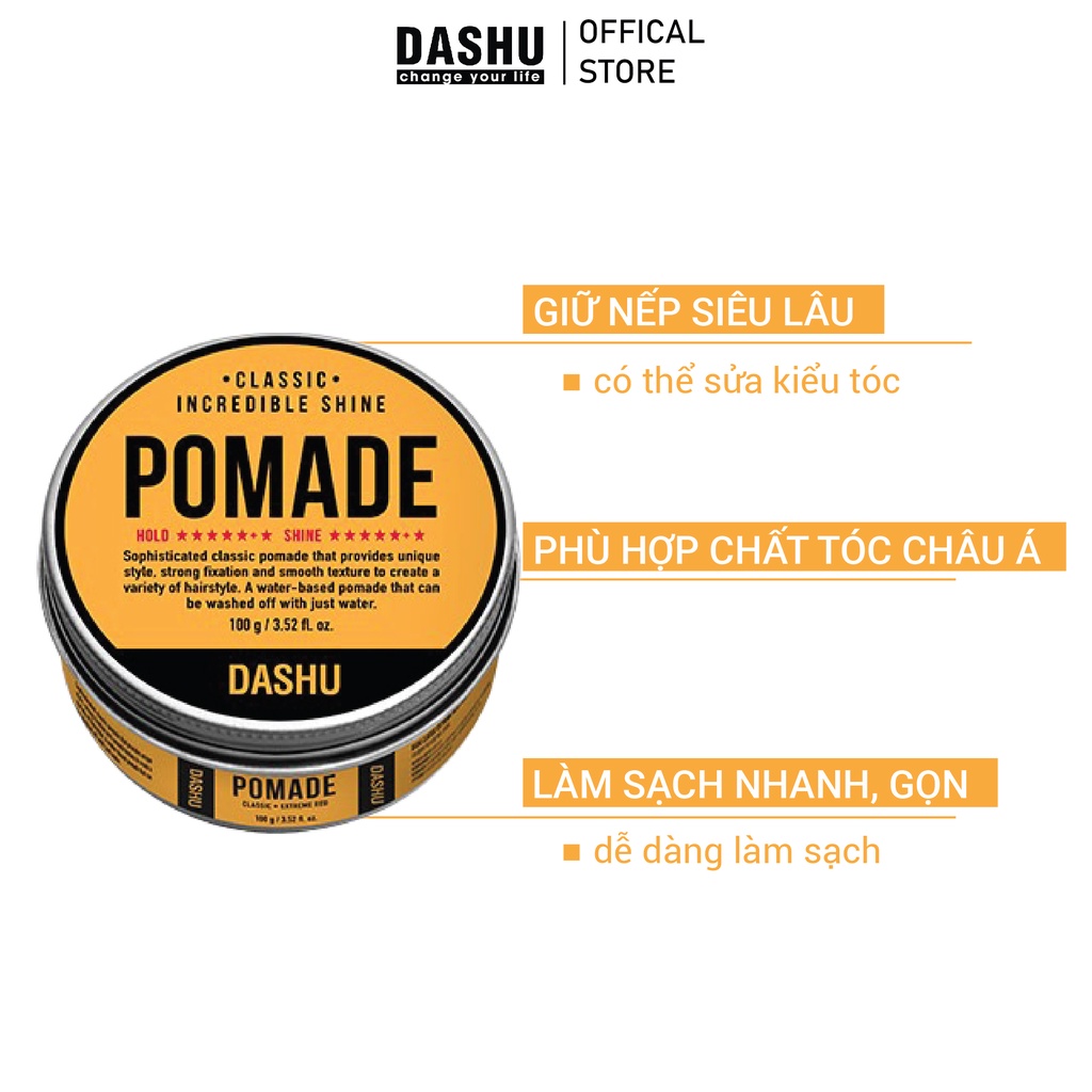 Pomade tạo kiểu Dashu Classic Incredible Shine Pomade 100g