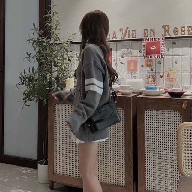 Áo len Cardigan sọc tay T.B