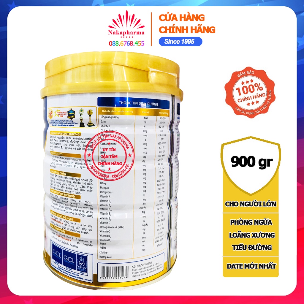Sữa bột Cow True Milk Canxi Nano 900g – Phòng ngừa loãng xương, tiểu đường, hỗ trợ tim mạch, cải thiện trí nhớ