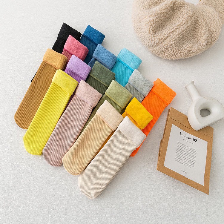 Combo 5 Đôi Tất Lót Lông,Tất Cao Cổ Cho Bé Siêu Ấm Áp Phong Cách Hàn Quốc