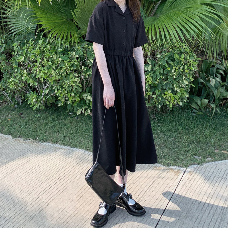  Đầm Tay Ngắn Cổ Vest Phong Cách Hàn Quốc | BigBuy360 - bigbuy360.vn