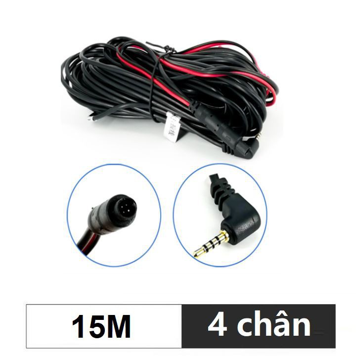 Dây tín hiệu kết nối camera hành trình và camera lùi, jack 2.5mm, 4 chân, dài 15m (Màu đen) GD