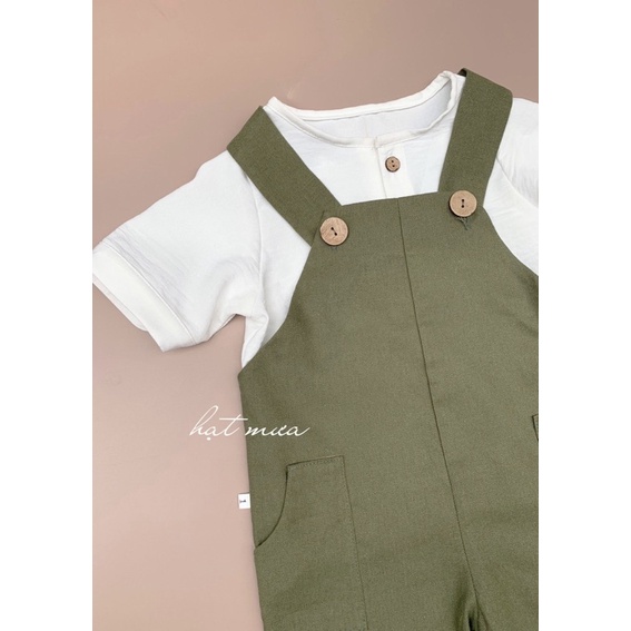 (Hàng thiết kế) Set yếm Tiểu Bư cho bé trai gồm áo đũi, yếm linen thoáng mát