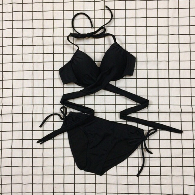 Bikini hai mảnh, Đồ bơi nữ đi biển nâng ngực áo chéo eo - quần chip sexy