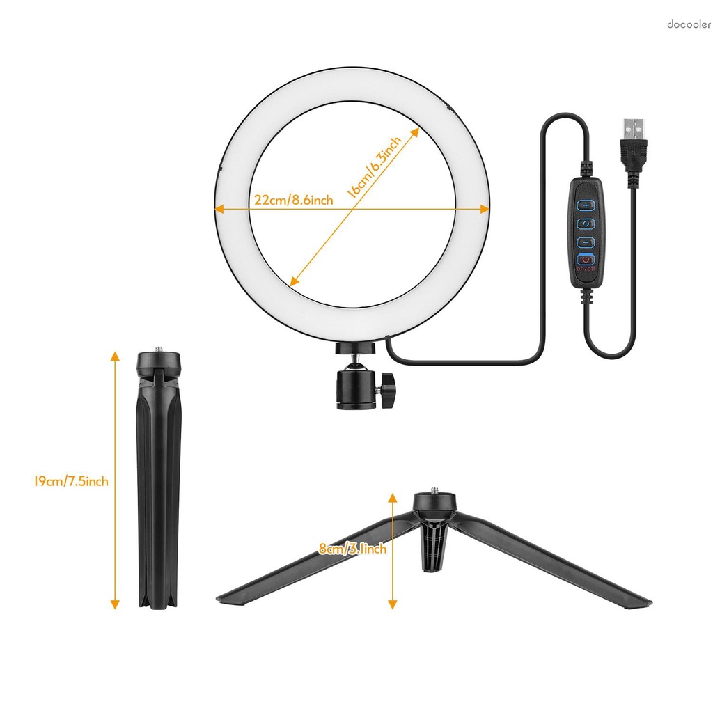 Vòng Đèn Led 8.6 Inch / 22cm Đường Kính 3000-6000k 10 Chế Độ Sáng Có Thể Điều Khiển Từ Xa | BigBuy360 - bigbuy360.vn