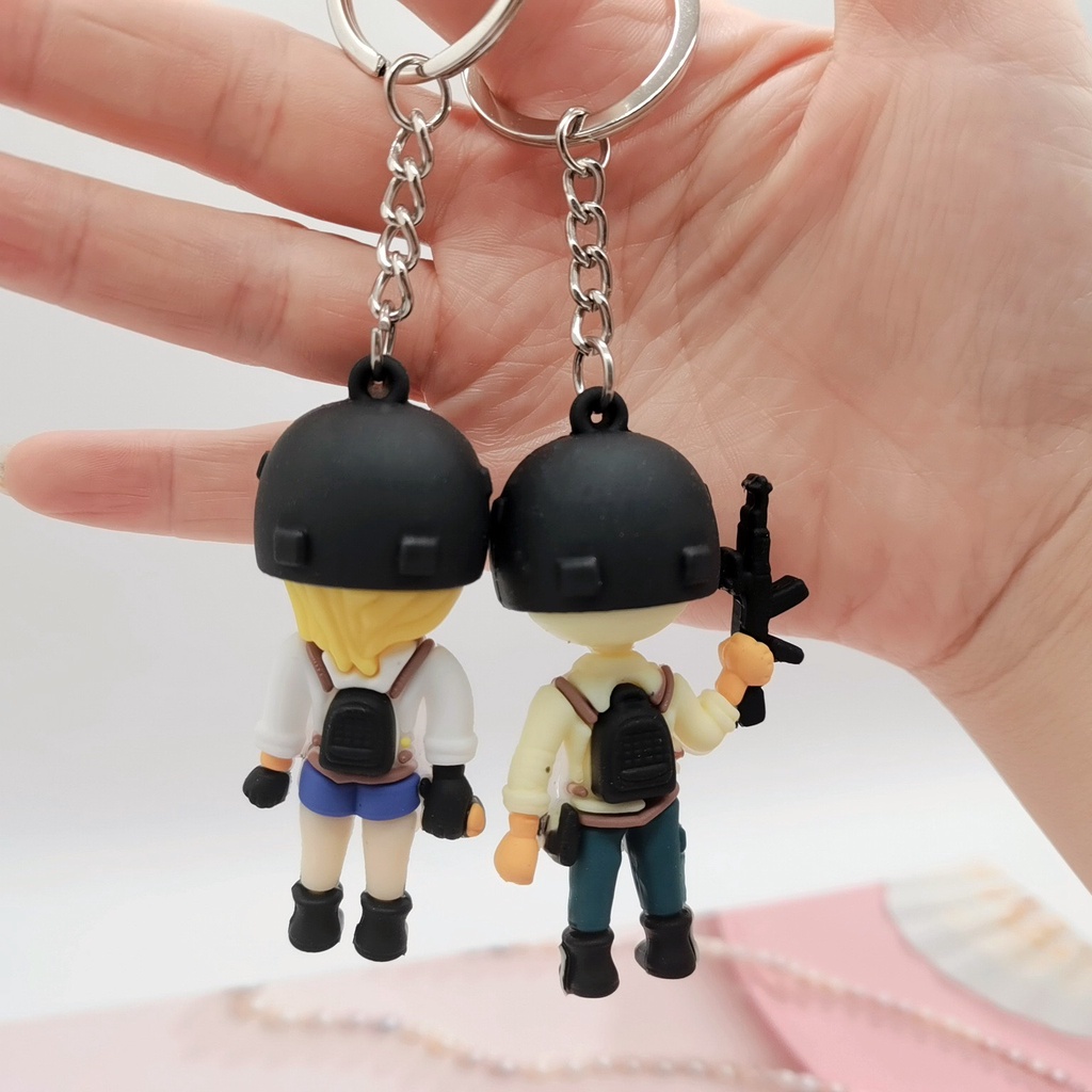 Móc khoá couple pug hoạt hình dễ thương dùng làm treo balo