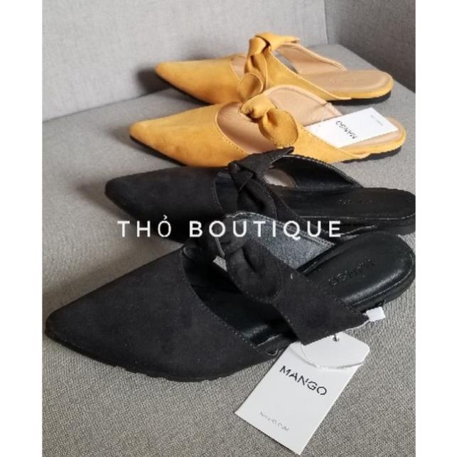 Dép bệt MANGO xuất xịn da lộn nơ đỏ, vàng, be, đen size 37 DNT
