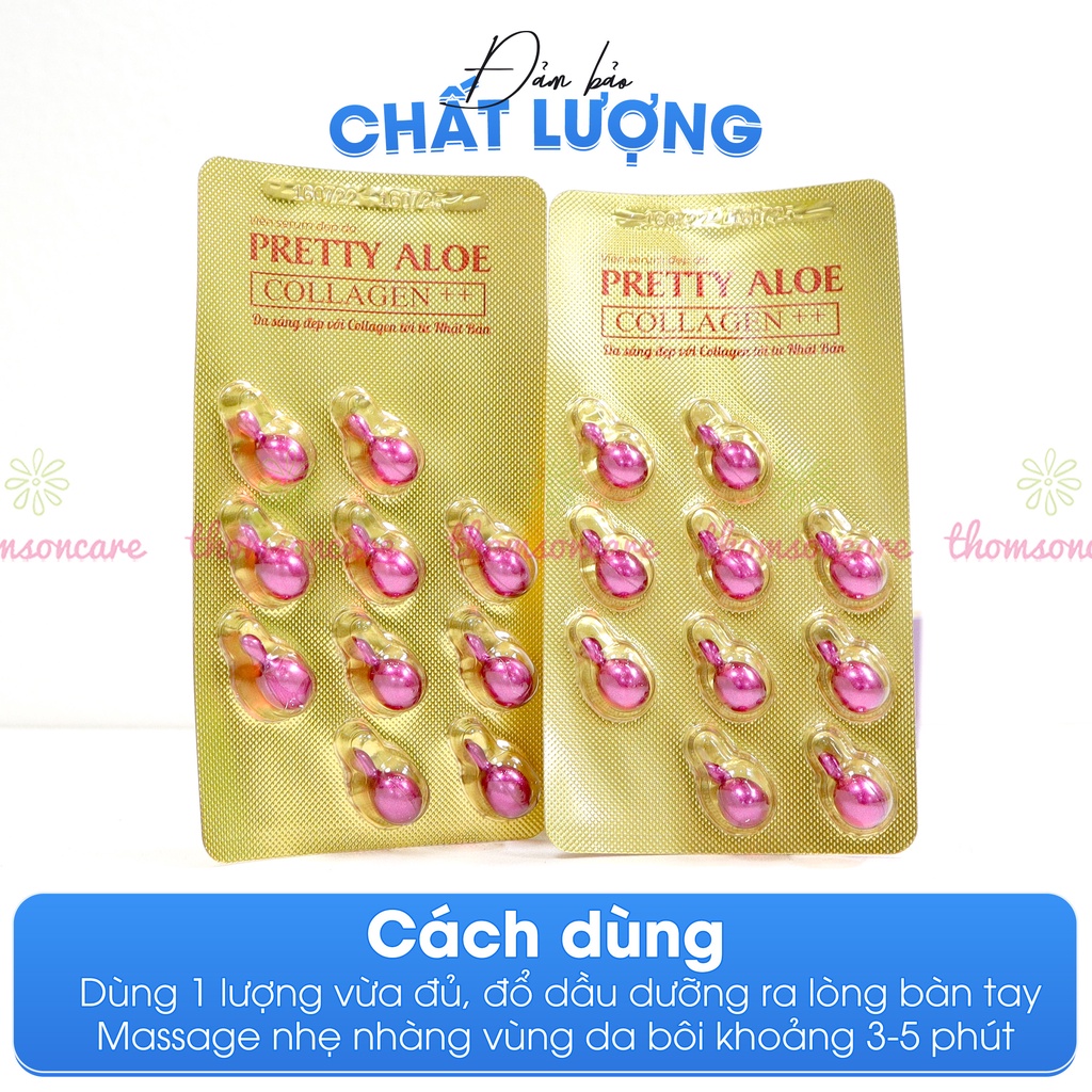 Viên Vitamin E bôi dưỡng da trắng da Pretty Aloe - Vitamin E, Tinh dầu jojoba, Lô hội dưỡng ẩm đẹp da Hộp 30 viên