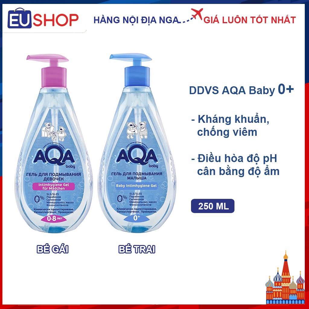 Dung dịch vệ sinh AQA kháng khuẩn chống viêm cho bé từ 0+, 250ml
