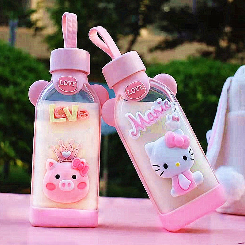 Bình Nước Thủy Tinh Có Ống Hút Thiết Kế Dễ Thương Cho Người Lớn Và Trẻ Em