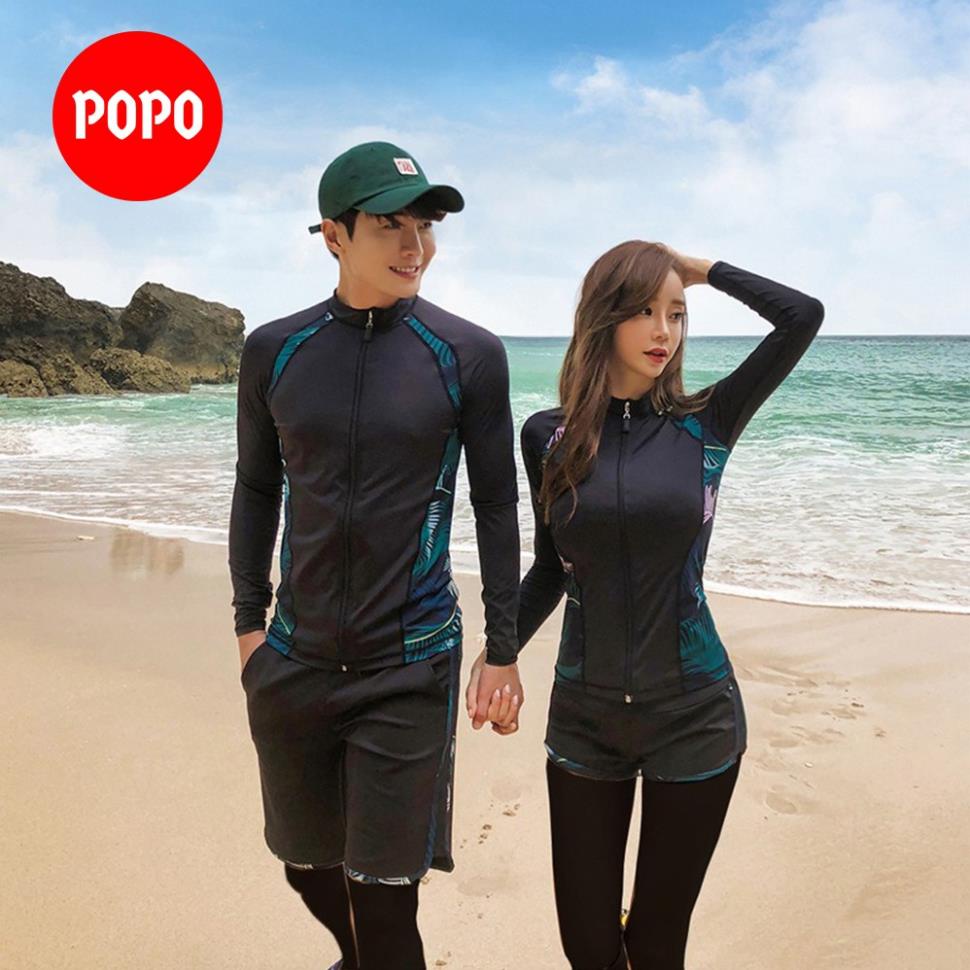 Đồ Bơi Liền Thân Giữ Nhiệt Áo Khoác nam, nữ dài tay có khóa kéo mặt trước trong bộ sưu tập đồ đi biển POPO 2022