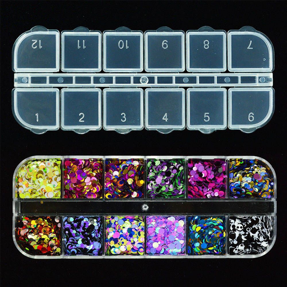 Set hạt đính trang trí móng tay hình tròn nhiều màu sắc thời trang