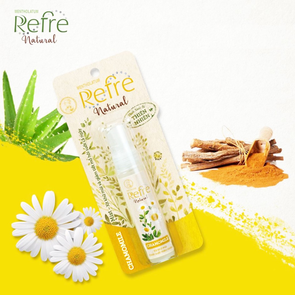 Xịt Khử Mùi Refre Natural 30ml - Hương Cúc La Mã