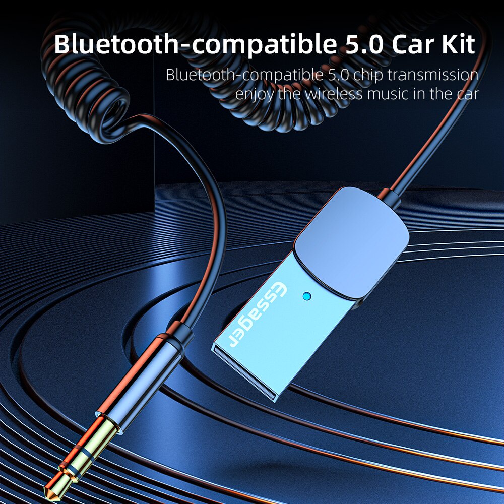 Bộ Chuyển Đổi Bluetooth 5.0 Essager Eb01 Không Dây Tích Hợp Mic Chuyển Từ Cổng Usb Sang Giắc Âm Thanh 3.5mm Cho Xe Hơi