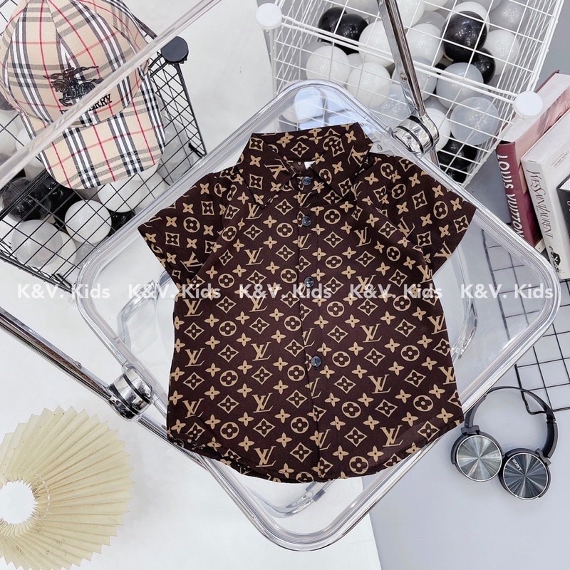 Áo sơ mi lụa tay ngắn bé trai cực cool ngầu size đại