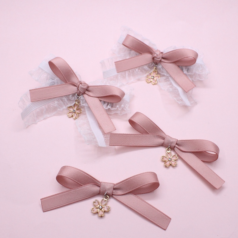 Dây Buộc Tóc Co Giãn Đính Nơ Ruy Băng Phong Cách Lolita Giá Đỡ