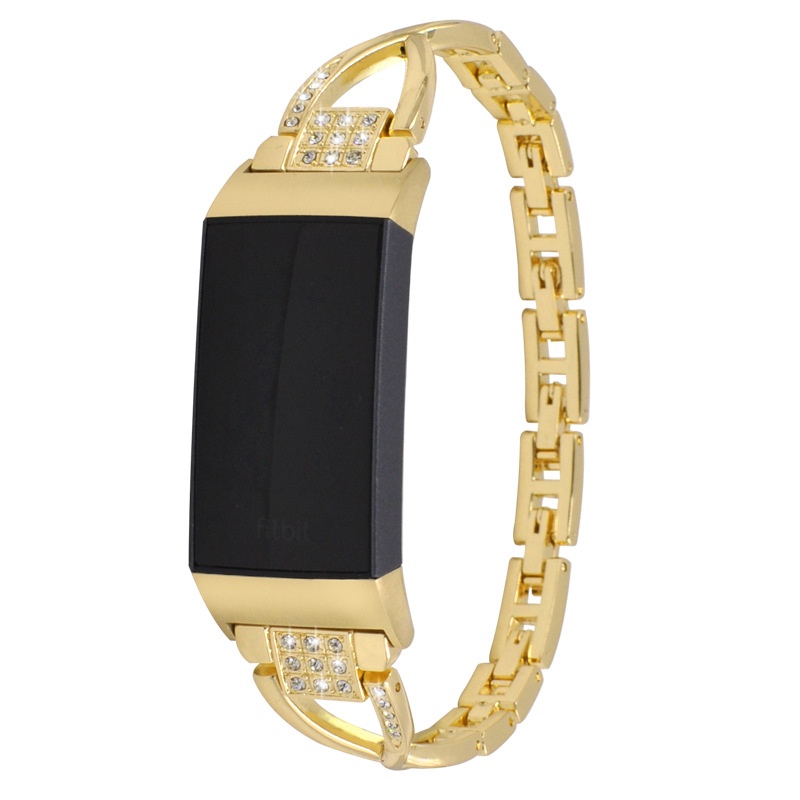 Dây Đeo Thay Thế Chất Liệu Thép Không Gỉ Thiết Kế Lấp Lánh Cho Fitbit Charge 5 Charge 4 3 2