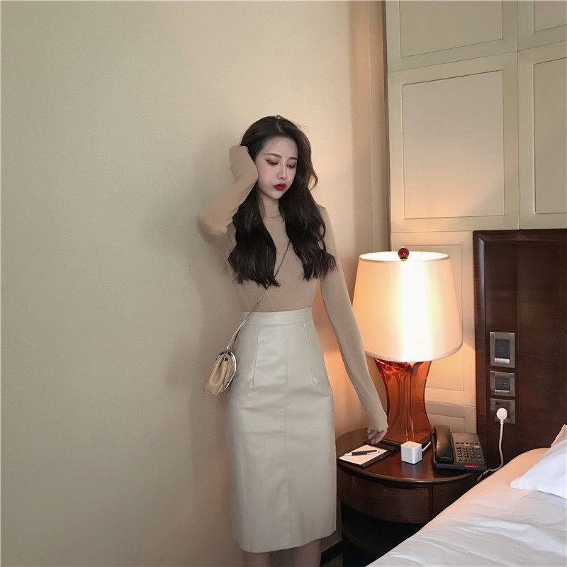 Chân váy da chữ A dáng dài eo cao nhiều màu thu đông 2021 - Uri32 | BigBuy360 - bigbuy360.vn