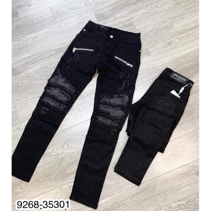 Quần Jeans Nam Khoá Ngang Vá Da Siêu Cấp - Quần Bò Khoá Vá Da Cực Hot Cho AE