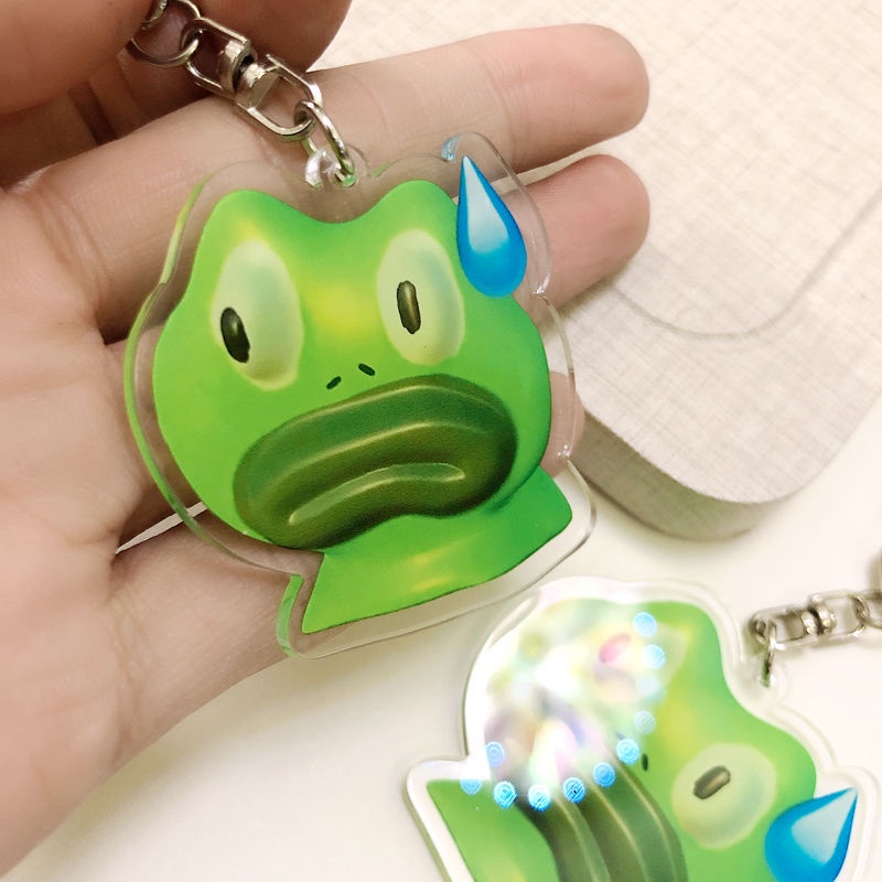 Móc khóa mặt hình chú ếch dễ thương làm từ acrylic