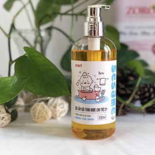 Sữa tắm gội thảo dược cho trẻ em Sesame Hương trà xanh 300ml, bảo vệ làn da, trị mẩn ngứa