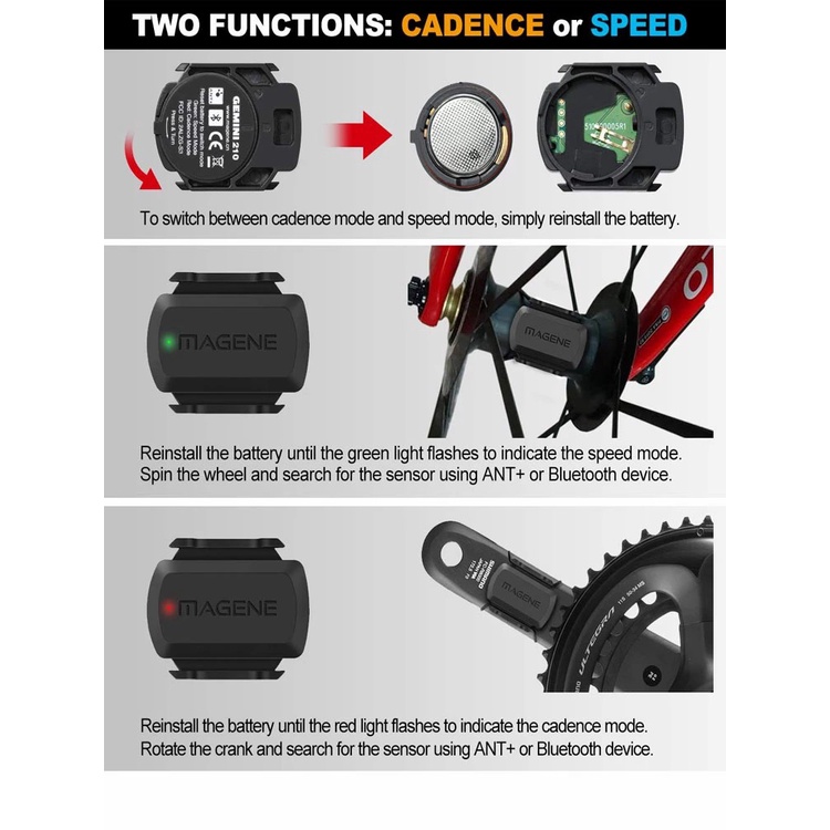 Cảm biến tốc độ Magene S3 + cho máy tính garmin sport bryton dual bike zwift