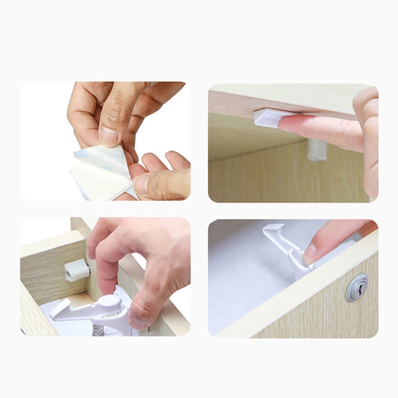 Set 4 Khóa Cửa Tủ An Toàn Kèm Ốc Vít Cho Bé