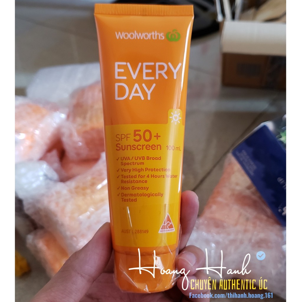 Kem Chống Nắng Woolworths Everyday Sunscreen SPF 50+ 100ml ( Nội địa Úc)