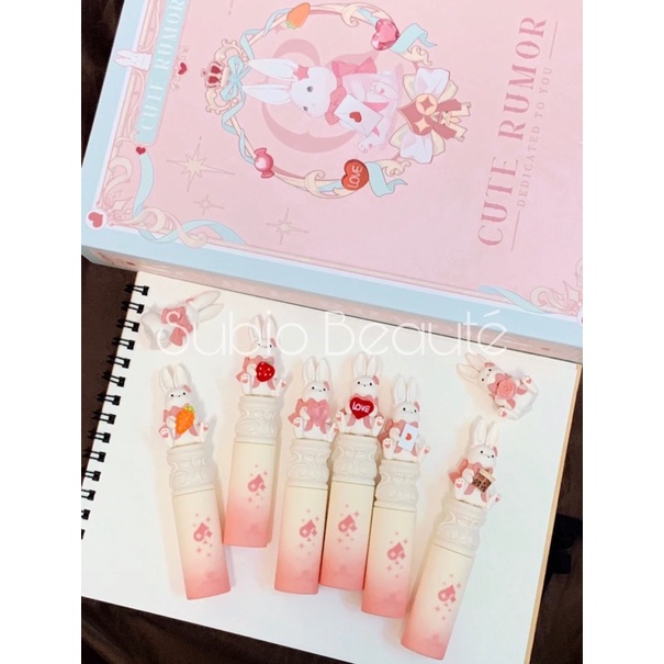 Son thỏ hồng Cute Rumor full hộp 6 thỏi