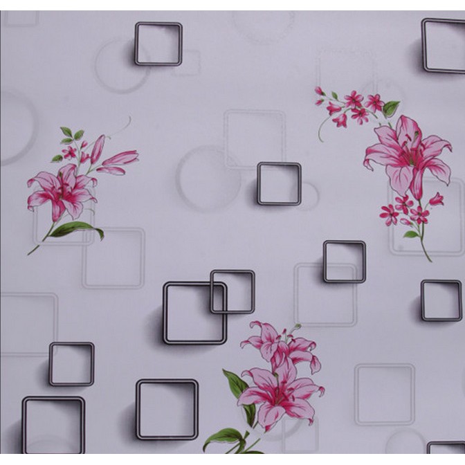 DECAL 1m Giấy dán tường khổ rộng 45cm ( có sẵn keo ) - HOA LY HỒNG VUÔNG NỀN TRẮNG ELL128 | BigBuy360 - bigbuy360.vn