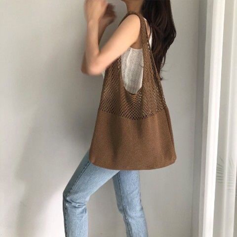IELGY Túi Đeo Vai Thiết Kế Đục Lỗ Đơn Giản Phong Cách Cổ Điển Thời Trang Cho Nữ