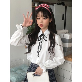 Áo sơ mi nữ cổ thắt nơ kết hợp tay chuông điệu đà