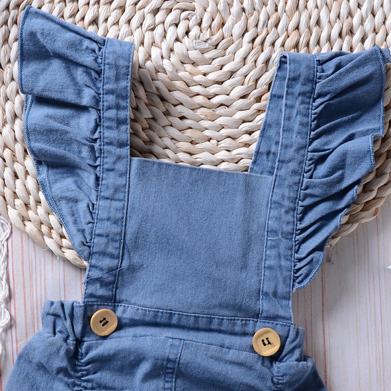 Áo Liền Quần Denim 2 Dây Cho Bé Gái