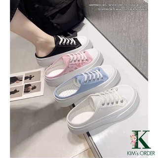 Giày Thể Thao Sục Nữ Đạp Hở Gót Mules Kiểu Dáng Bata Sneaker Hàn Quốc Kết Hợp Lười Slip On Không Gót Màu Pastel Đủ Size