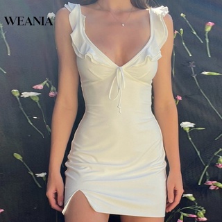 Đầm body WEANIA cổ chữ V hở lưng thời trang quyến rũ